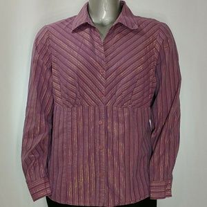 Style & Co Lavender Sparkle Striped Empire Ruched